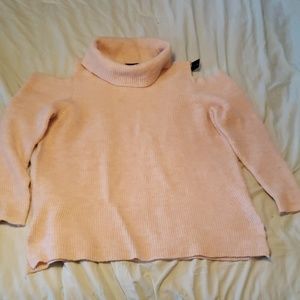Lane Bryant cowl neck cold shoulder pink sweater